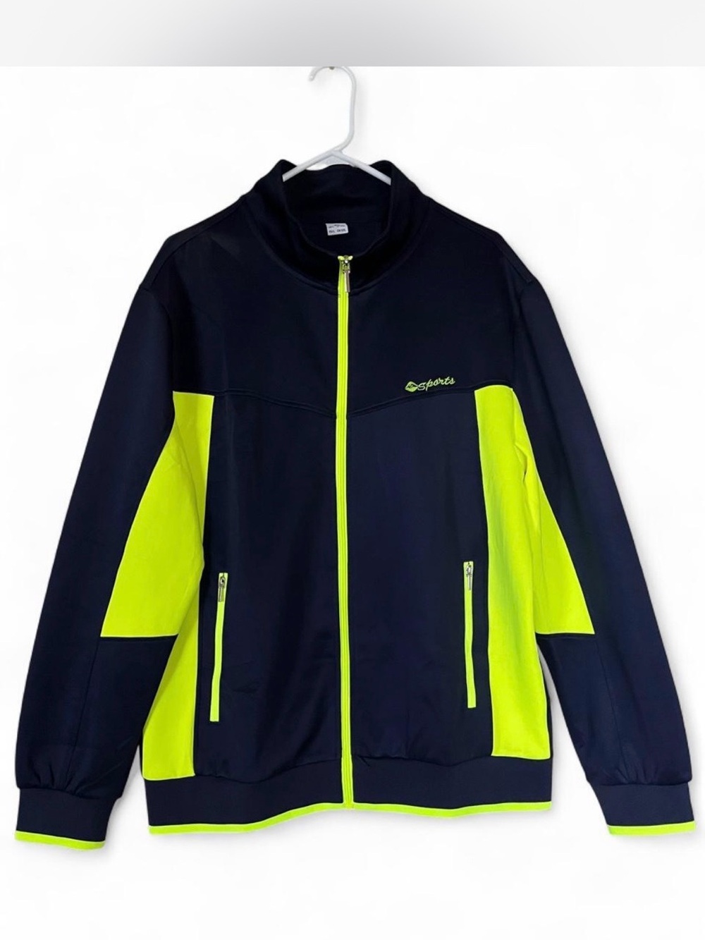 Men’s  Neon Yellow & Navy Sport Track/Biking/Jogging Jacket